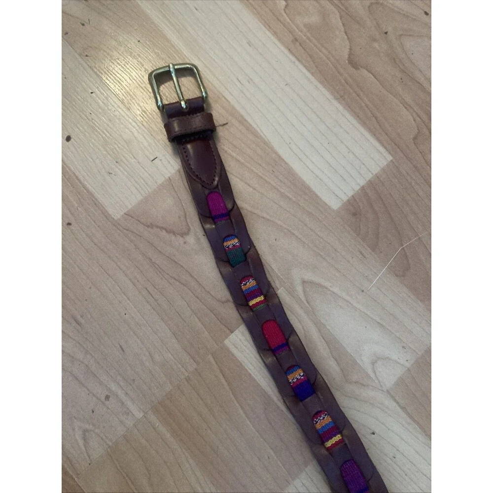 Genuine Leather Belt Western Colorful Made In Guatemala  M/L 38”